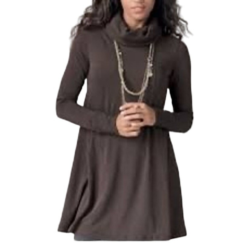CAbi Long Sleeve Brown Turtleneck Tunic Swing Dress‎ Style 596 Women's XS